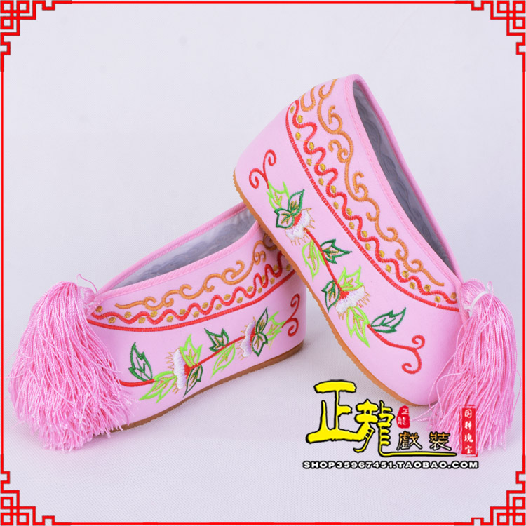 咸阳花旦鞋女绣花彩鞋 舒适款草花内高彩鞋